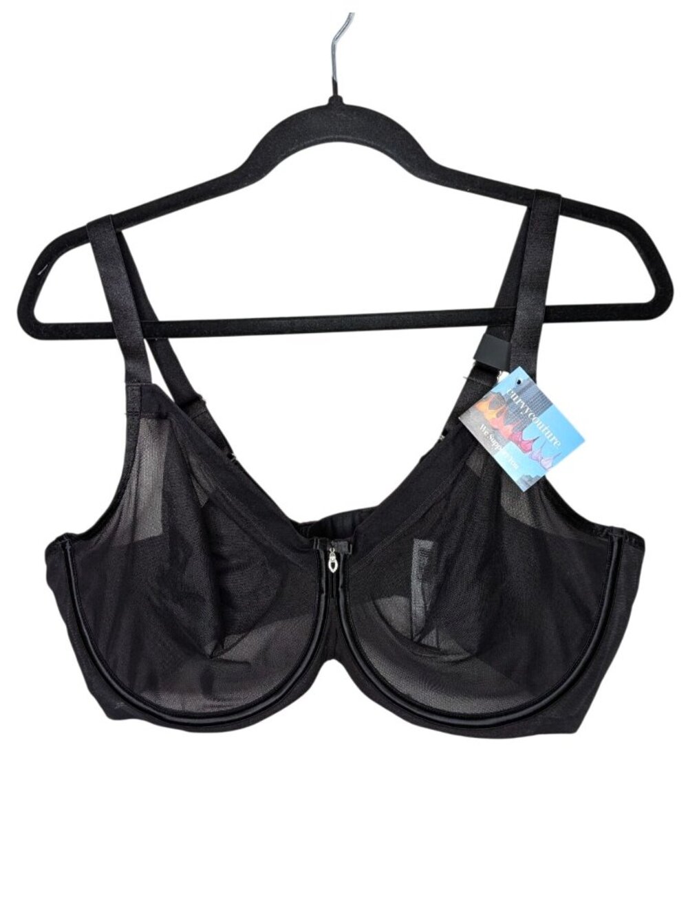 Curvy Couture Sheer Mesh Unlined Underwire Bra Size 38H 1311